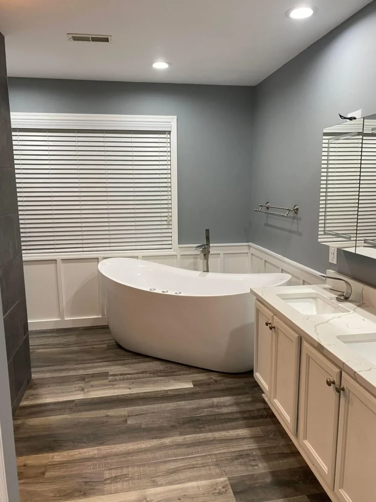 Living space renovation with new flooring and paint