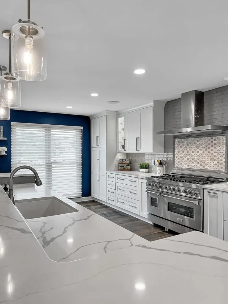 Custom bathroom with freestanding tub and tile surround