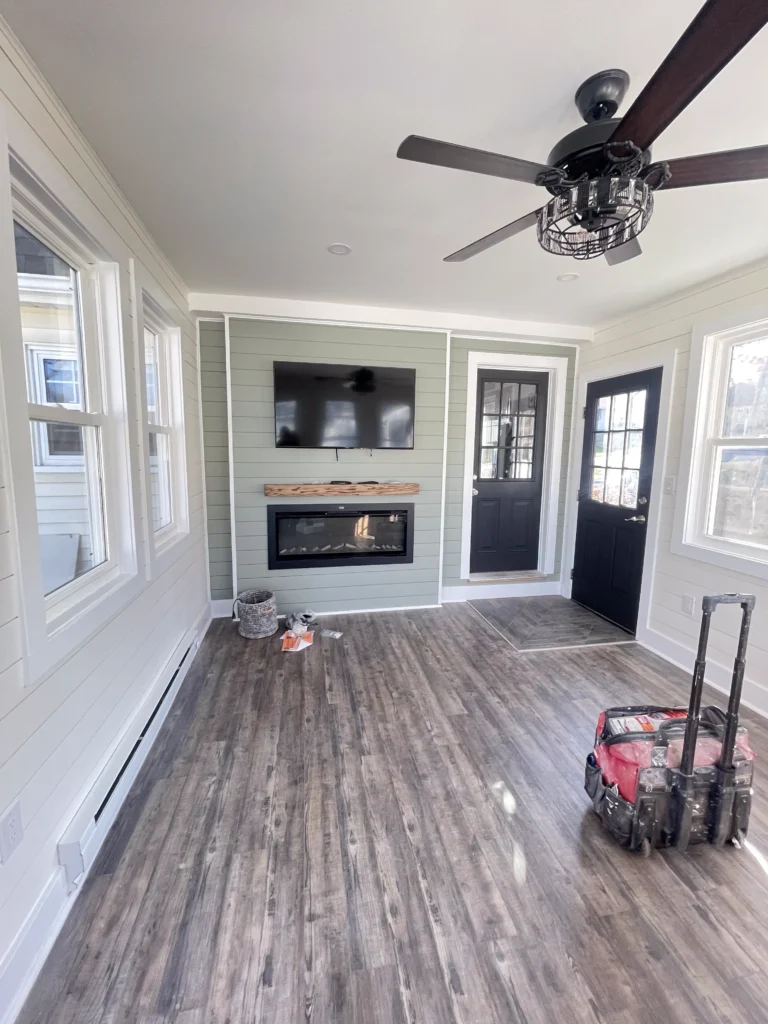 Home renovation with new flooring and trim