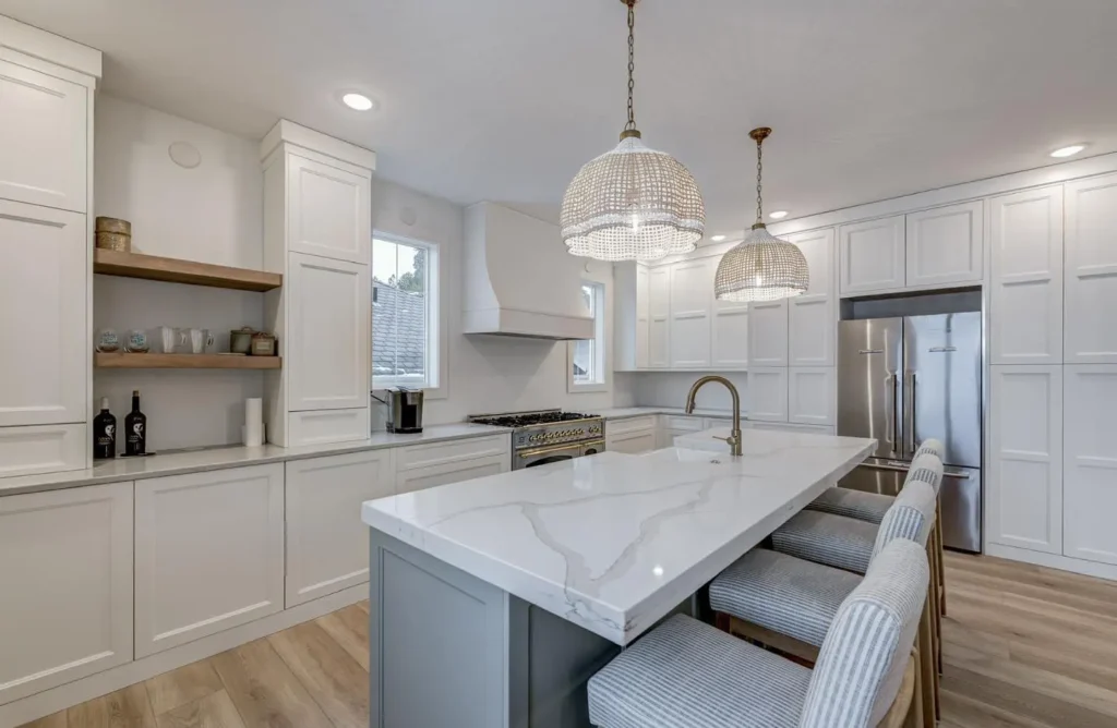 Bathroom renovation with glass shower enclosure