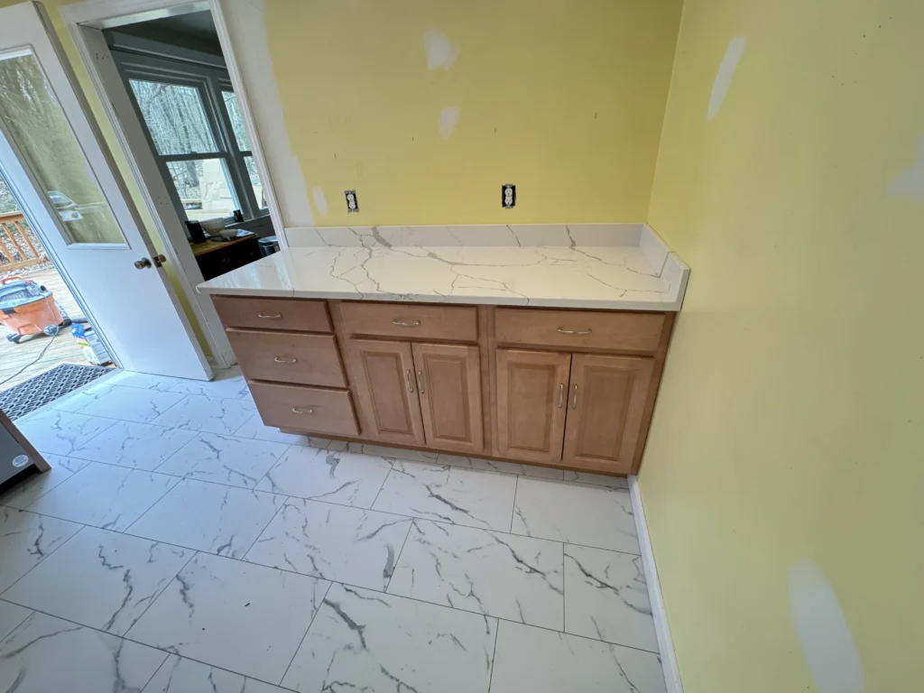 Kitchen renovation with new countertops and cabinets