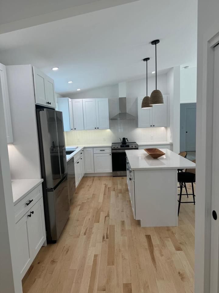 Designer kitchen with subway tile backsplash
