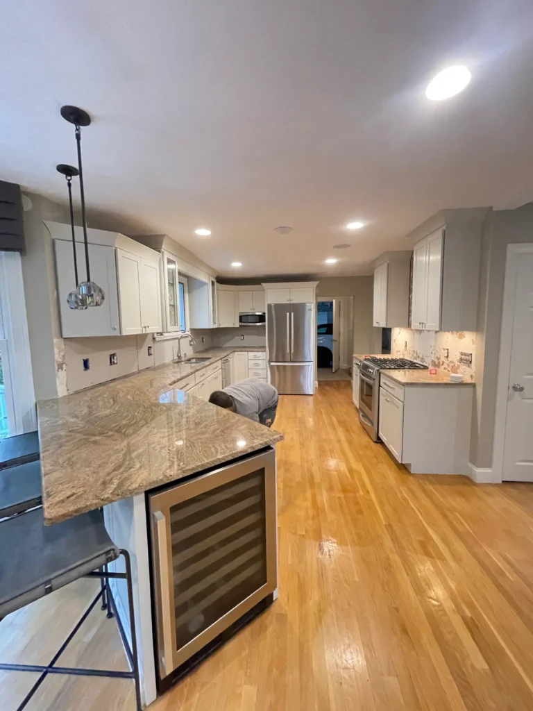 Elegant kitchen with crown molding and hardware