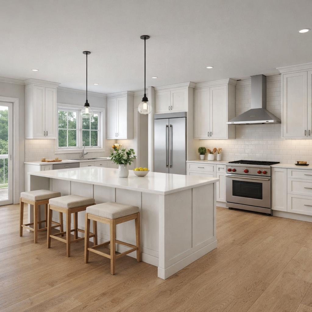 Sleek kitchen design with under-cabinet lighting
