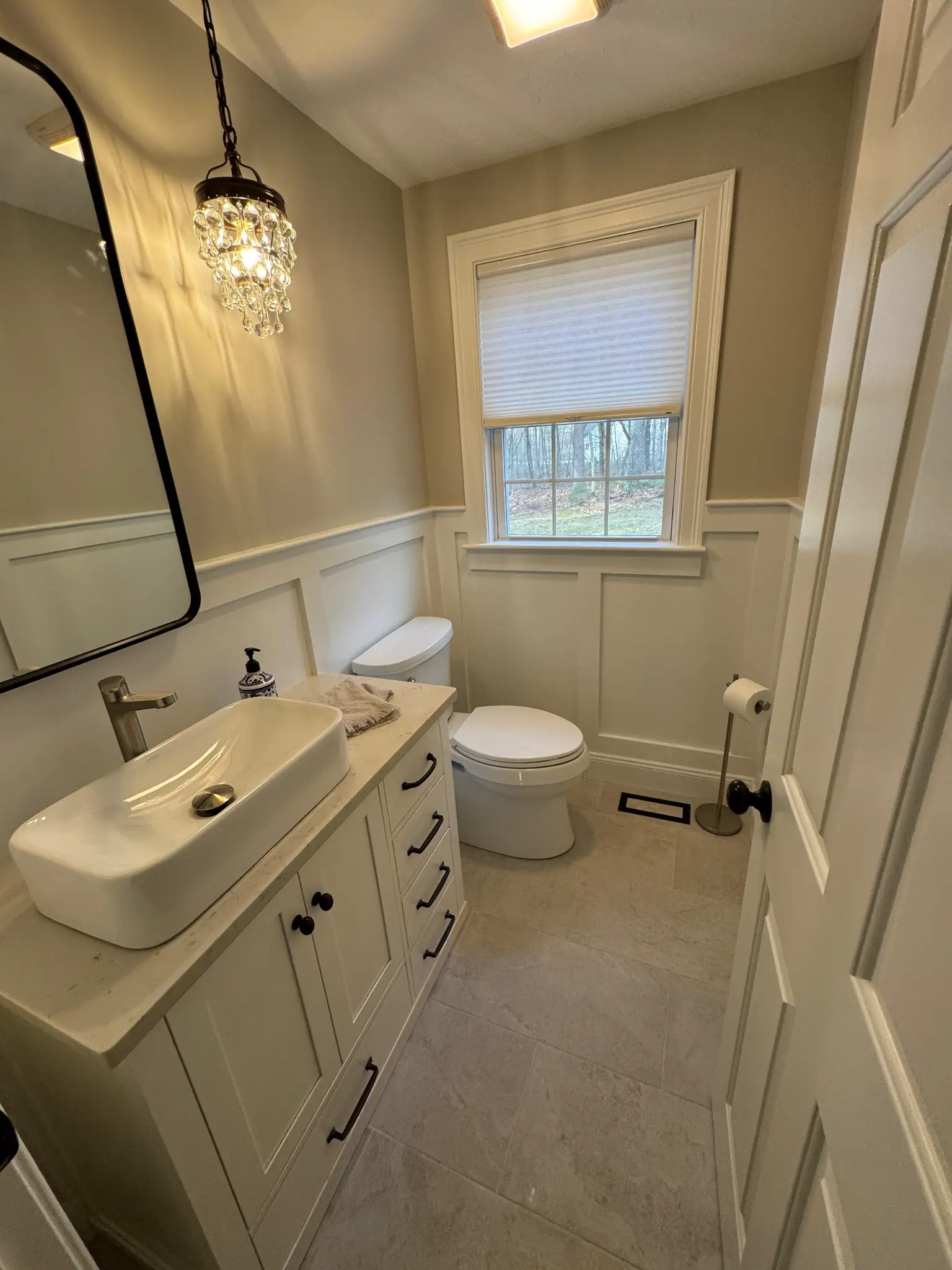 Bathroom remodel with custom vanity